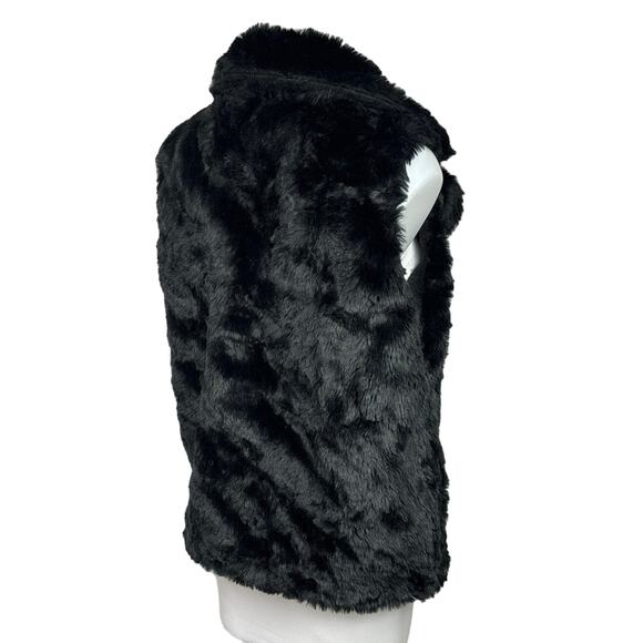 Forever 21 Women's Black Faux Fur Sleeveless Pocket Collar Vest Jacket Size S - Picture 3 of 8
